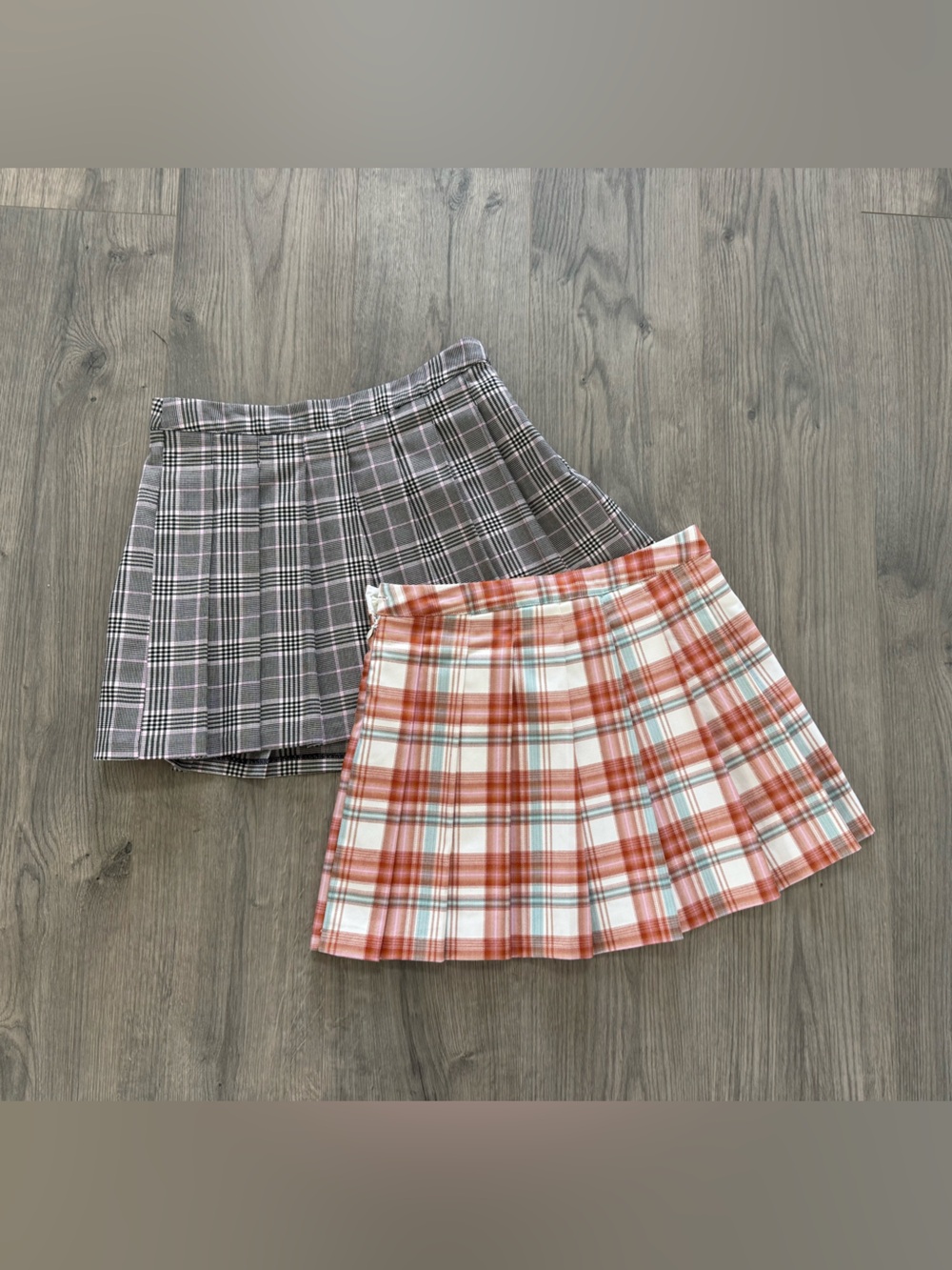 Cat & Jack Plaid Pleated Skirts - Gray/pink & Rust Plaid